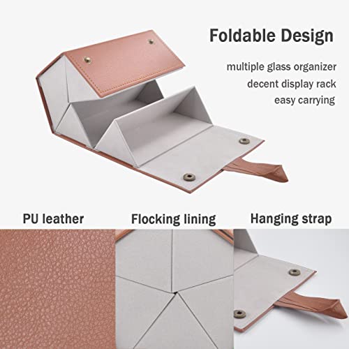 Image of Kenpal Sunglasses Storage Organizer Holder Foldable Travel Case with 5 Slot Compartments for Multiple Glasses
