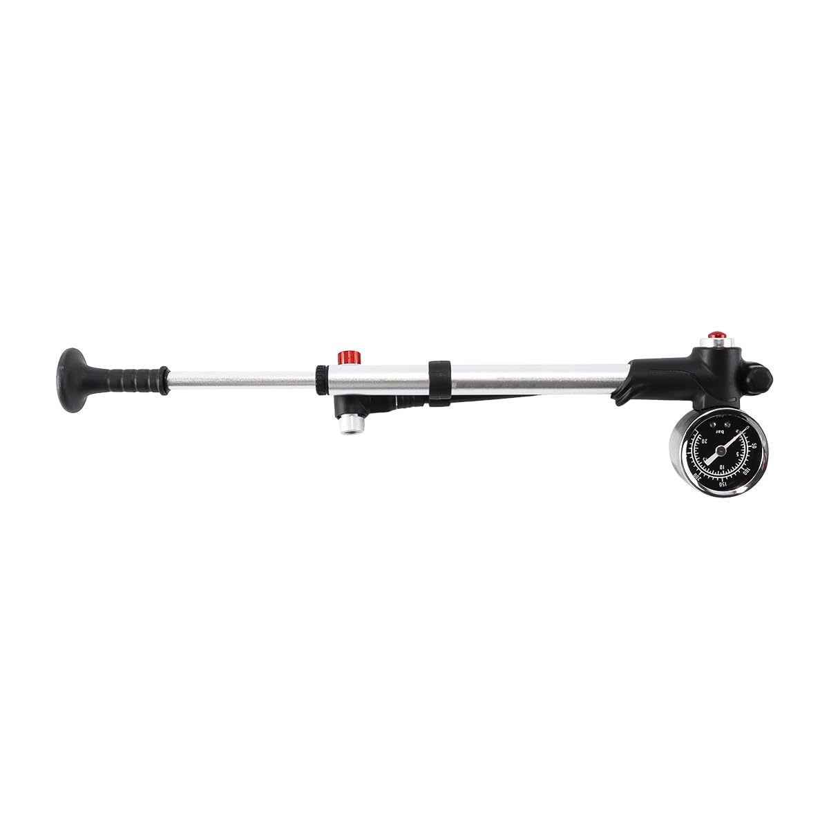 Qury High Pressure Bicycle Pump 300PSI Alloy Portable Inflator with Gauge for Fork Shock Tire Electric Scooter,Silver