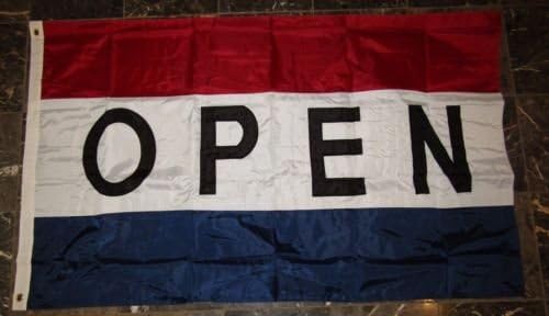 3x5 Embroidered Sewn Open Flag Advertising Horizontal Double Sided Nylon 3x5 - Party Decorations Supplies For Parades - Prime Outside, Garden, Men Cave Decor Flag