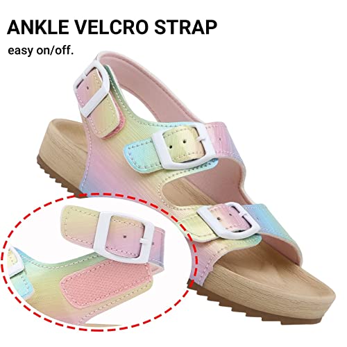 Girls Boys Sandal Adjustable Double Buckle Casual Flat Open Toe Lightweight Summer Shoes Hook Loop Sandal For Toddler Little Big Kid #TOP2