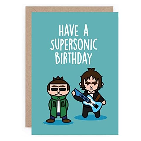 Birthday Card Funny Oasis Noel Liam Gallagher Husband Boy-friend Dad Brother Greeting For Him Her Happy LOL Joke Have a Supersonic Birthday Cover