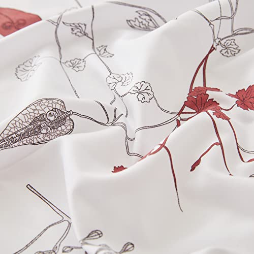Emme Botanical Comforter Set With Red Floral King Size 7 Pieces，Brushed Microfiber Bed In A Bag, Ultra Soft Bedding Set With Sheets (Red Floral, King (7 Piece)) #TOP6