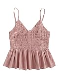 SheIn Women's Summer Printed Ruffle Hem Blouse Cami Sleeveless Peplum Top Pink Medium