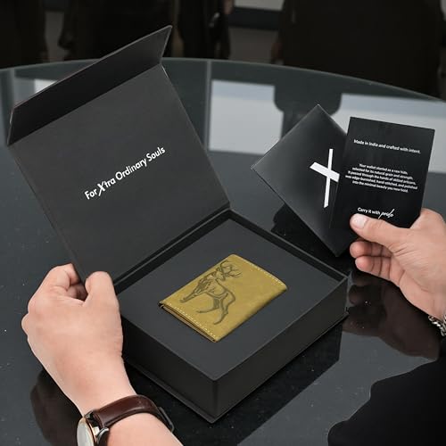 Image of The X Project Staggo Trifold Wallet | Premium Genuine Leather | Aluminium Cardholder | Side Slide Pop-Up Card Ejector | Carry Up to 6 Cards and 1 Slot for Carrying Cash & Folded Bills (Green)