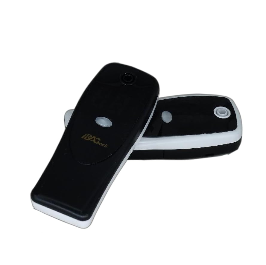 Image of Breathalyzer with LED Display, Visible at Night. Long Battery Life and Last 300 Test with Alkaline Batteries (White & Black 008)