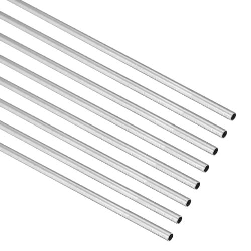 GLOKUUCA Tubo de acero inoxidable 304 de 2 mm de diámetro exterior y 250 mm de longitud, 8 piezas de tubos redondos de metal para aplicaciones industriales, tubo recto sin costuras de acero inoxidable