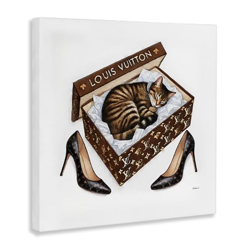 Stupell Industries Sleeping Cat in Shoebox Canvas Wall Art Design by Amanda Greenwood, 17 x 17 by Stupell Industries - Used condition - Image 3