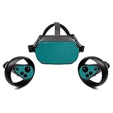 MightySkins Carbon Fiber Skin for Oculus Quest - Teal | Protective, Durable Textured Carbon Fiber Finish...
