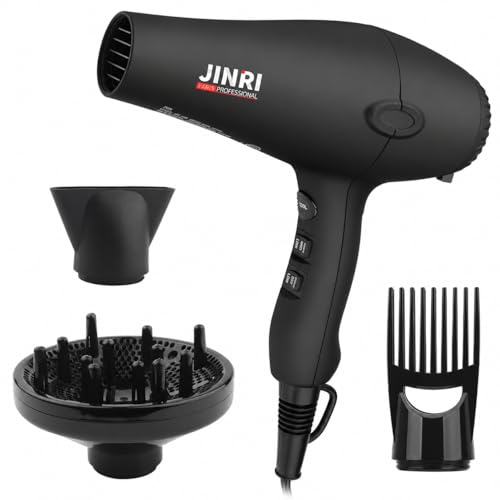 1875w Professional Tourmaline Hair Dryer,Negative Ionic Salon Hair Blow Dryer,DC Motor Light Weight Low Noise Hair Dryers with Diffuser & Concentrator & Comb
