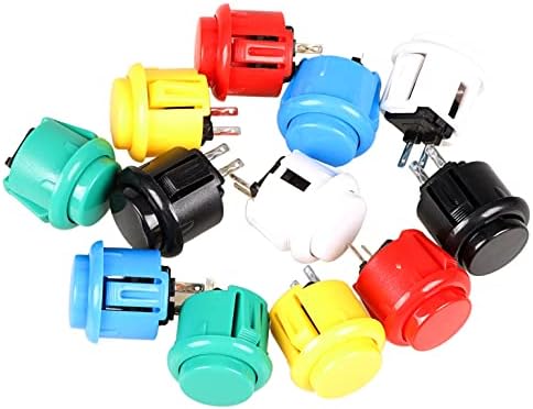 eg starts 12x 24mm oem arcade push buttons switch perfect replace for sanwa obsf-24 obsc-24 obsn-24 push button diy fighting stick pc joystick games parts ( each color of 2 pieces )- Multi color