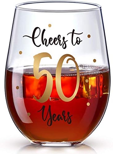 E/A 50th Anniversary Celebration Glass for Men and Women, 50th Birthday Gift, 50th Anniversary Celebration Glass, 50th Birthday Party Wedding Cheer Glass, 17 oz