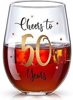 E/A 50th Anniversary Celebration Glass for Men and Women, 50th Birthday Gift, 50th Anniversary Celebration Glass, 50th Birthday Party Wedding Cheer Glass, 17 oz