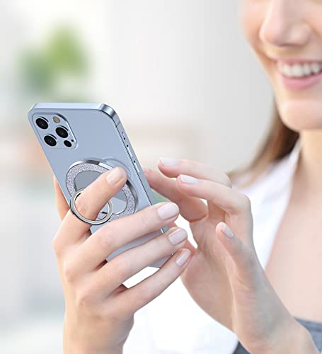 Magnetic Phone Ring Holder For Magsafe - Pikabo Magnetic Phone Grip, Phone Stand, Phone Finger Ring For Iphone Magsafe, Compatible With Wireless Charging. (Glitter Silver) #TOP4