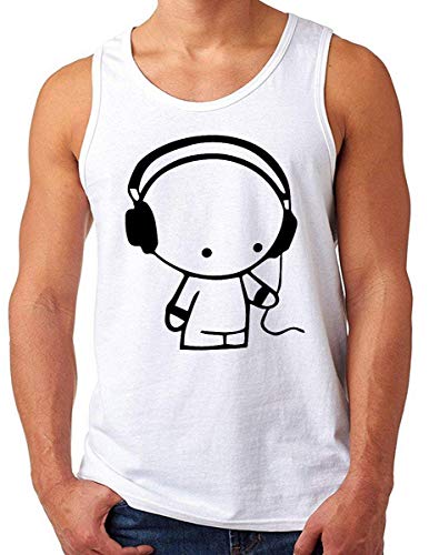 Débardeur homme OM3 musique DJ blanc évite la chaleur style audio disponible en 4XL