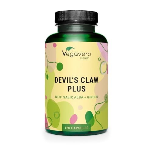 Vegavero Devil’s Claw | 4400 mg (8:1) Extract | NO Additives, Lab-Tested | with White Willow Bark & Ginger | Natural Joint Support | Harpagophytum with 2% Harpagoside | 120 Capsules | Vegan
