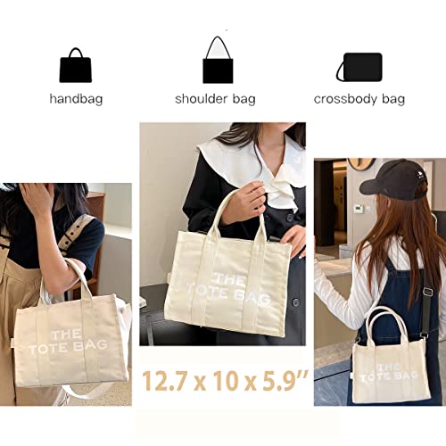 Zuanyetd The Tote Bag For Women,Canvas Tote Bag Travel Tote Crossbody Shoulder Bag For Work Shopping Date And Vacation (Beige) #TOP5