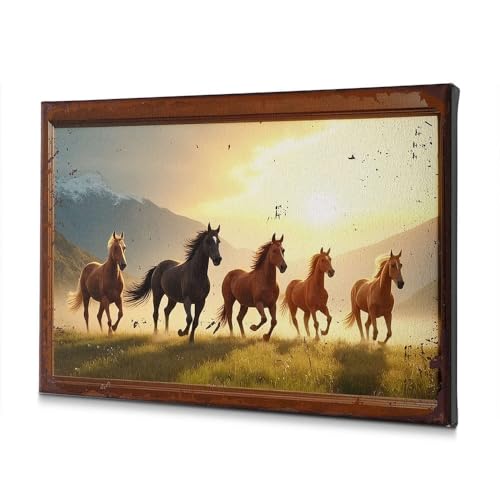 Tableau chevaux au galop pour habiller un mur vide de salon