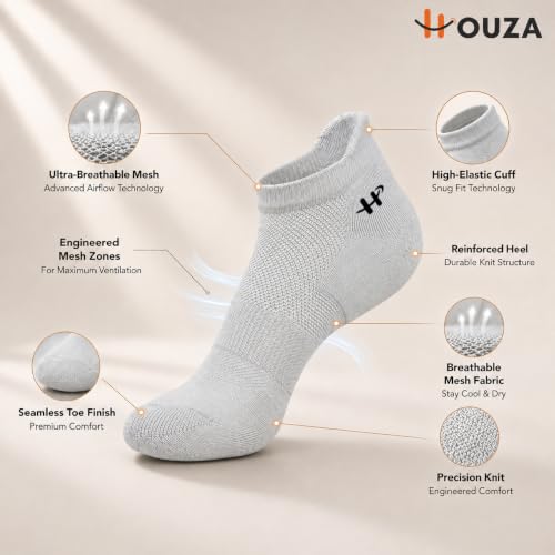 Image of HOUZA Bamboo Ankle Socks For Men | Anti-Bacterial, Breathable & Odour-Free | 3X Softer Than Cotton Socks | Ideal for Sports, Walking, Gym & Daily Wear | Sizes- (UK 7-10)