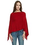 Ferand Women's Knit Shawl Wraps Two-Way Poncho Sweater, New Years Eve Outfits Women, Red