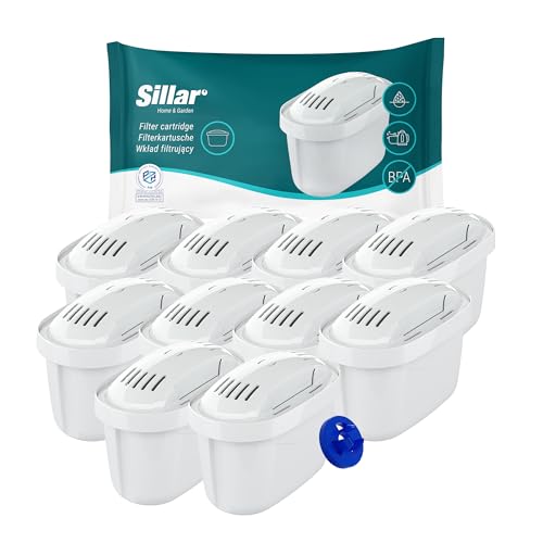 Sillar Wasserfilter Kartuschen - 10er Set - Kompatibel mit Brita Maxtra+, Marella, Elemaris, Style - BPA Frei - Effektiver Kalkfilter für reines Wasser