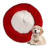 Odot Hundebett für Katzen und Hund, Rund Hundekissen Donut Super Weich Kuscheliges Plüsch Haustierbett Katzenbett Waschbar Rutschfester Hundekorb mit Erhöhte Ränder (Rot,70x70x20cm)