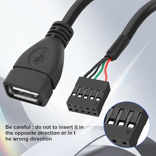 XMSJSIY USB 2.0 Female to Motherboard 9 Pin Header Adapter Cable USB Type A Port to Dupont 5 Pin Female Mainboard Data Cable Cord -10CM/3.9IN 2Pcs by XMSJSIY - Image 4