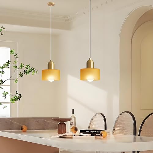 Lámpara de techo de vidrio naranja para iluminar mesas de comedor y dormitorios 4