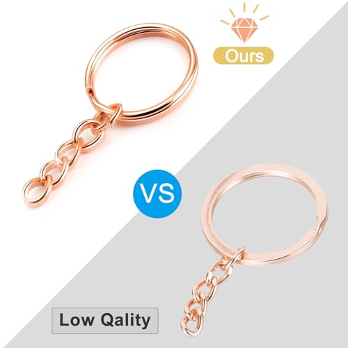 YHYZ Keychain Ring Set (Rose Gold, 30 Sets), Splits Key Ring Hoops (Round) with Chain + Jump Rings - Image 4