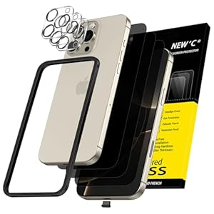 NEW'C Kit de 6, 3 x Verre Trempé Anti-Espion pour iPhone 16 Pro Max (6,9") et 3 x Protection Caméra Arrière-Bouchon Anti-Poussière-Kit d'Installation Facile-Angle de Confidentialité 28 Degrés Amélioré