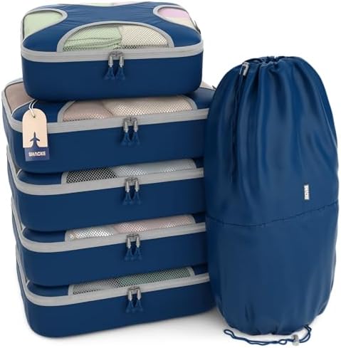 Shacke Packing Cubes for Travel 6 Set - Premium Luggage Organizer Bags - Versatile Travel Organizer for Women and Men - Optimized Packing Bags - Travel Essentials