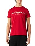 hoher Baumwollanteil GANT Herren D1. Banner Shield SS T-Shirt, Ruby RED, Standard, Ruby Red, Gr. XL