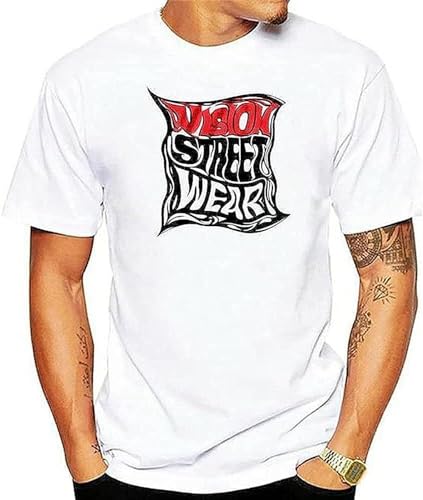 NEIWUFU GANO - Camiseta vintage Skate Vision Streetwear Distort de los años 80, color blanco, blanco, M