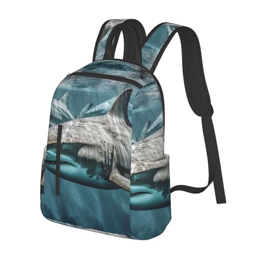 Casual Backpack for Women Men Several Sharks in the Ocean Lightweight Daypack Large Capacity Nurse Bag2