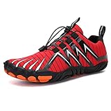 Mens Hiking Shoes Explorer - Healthy & Non-Slip Barefoot Shoes Womens Outdoor Walking Shoes Trekking Shoes, Red, 7