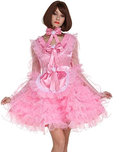 GOceBaby Long Sleeves Lockable Maid Puffy Organza Satin Pink Dress