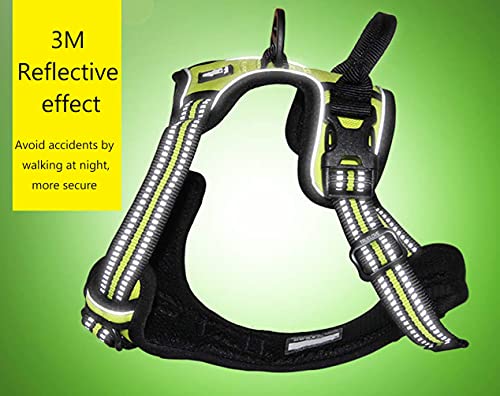 WINHYEPET True Love Harnais pour Chien sans Tirette Avant Clip Gilet Harnais de Voiture pour Chien réglable avec poignée Quatre Points de réglage Matériau réfléchissant, TLH5651(Bleu,M) - Image 7