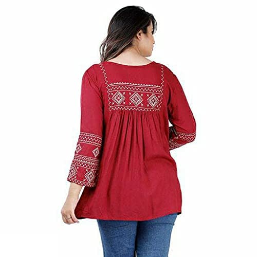 Image of Kartik Fashion Women Rayon Embroidered Regular Top