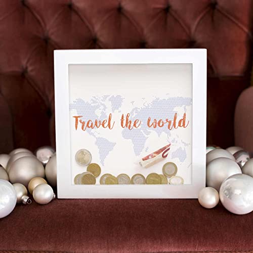 Photolini | Bilderrahmen als Spardose – Geldgeschenk mit 3 austauschbaren Motiven - 5