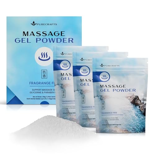 Purecrafts Massage Gel Powder 50g (3-Pack) | Fragrance Free | Made in Japan | Colourless, Stain Free, Glycerine and Paraben Free