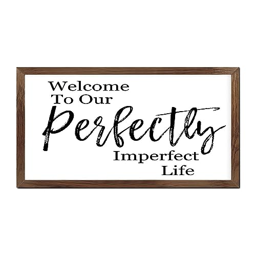 Panneau en bois Welcome To Our Perfectly Imperfect Life pour salon familial