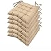 Casaviva® Set 6 Cuscini Sedia 9 impunture con lacci Made in Italy lavorati a mano in 100% cotone stampato effetto lino imbottitura deluxe 7 cm (nocciola)