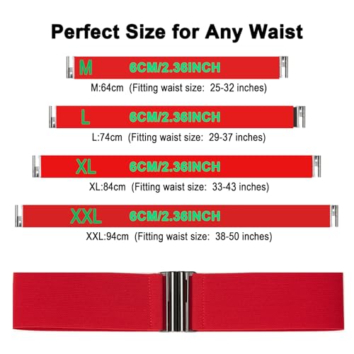 ILuvatar Womens Red Vintage Plus Elastic Stretchy Waist Cinch Trimmer Belt 2.36" Wide Belt Waistband Lady Size XXL3