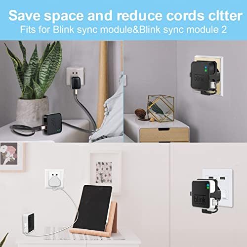 64GB USB Flash Drive and Outlet Mount for Blink Sync Module 2, Save Space and Easy Move Mount Bracket Holder for Blink Outdoor Blink Indoor Security Camera System (Black)