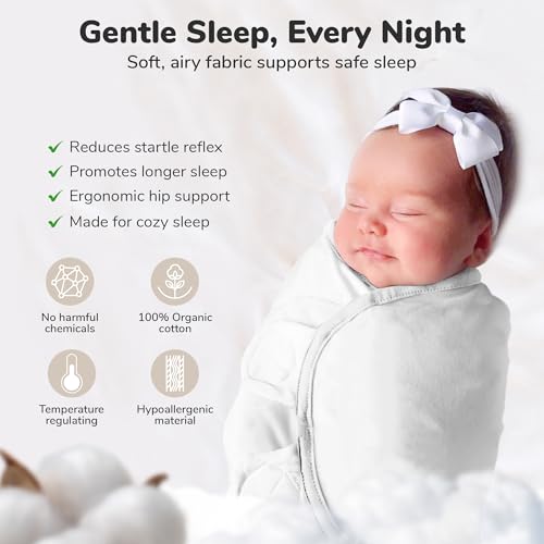 Image of Mama Cheetah Baby Swaddle Sack, Organic Cotton Swaddle Blanket, Adjustable Swaddle Sleep Sacks, Easy Swaddles for Boy Girl 0-3 Month, Baby Essentials, 4-Pack
