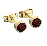 Material: 8 k (333) Gelbgold NKlaus Paar Ohrstecker Gold 333er 4,50mm echt Granat Damen Herren Kinder 6717