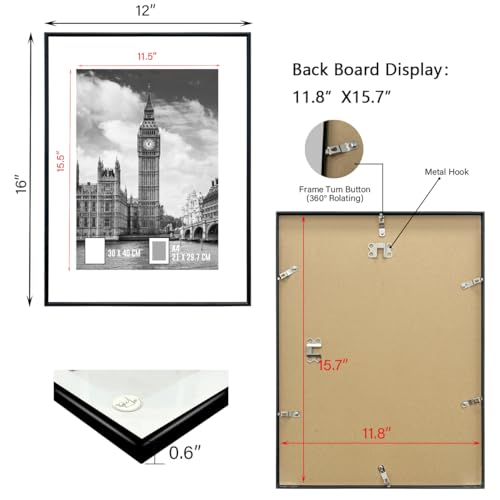 Image of GOmaize Front Loading Aluminum alloy Black Picture Frame 30x40cm Set of 2 Wall Mounting