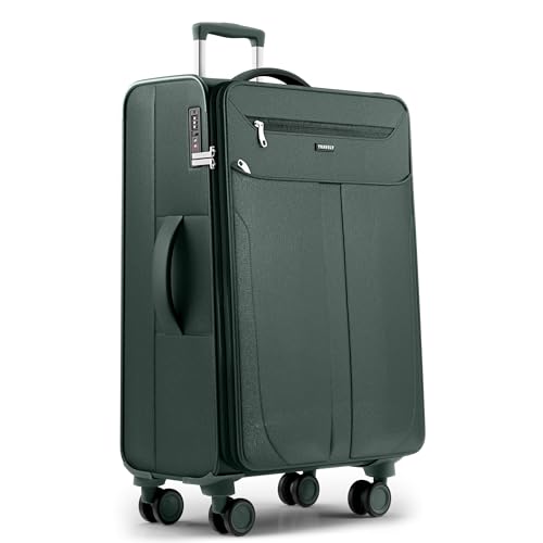 Travely Stoffkoffer XL - Großer Reisekoffer mit 4 Rollen und TSA Zahlenschloss - Leichter Weichschalen Koffer mit Dehnfalte Koffer Groß aus reißfesten und wasserabweisendem Material Trolley Groß