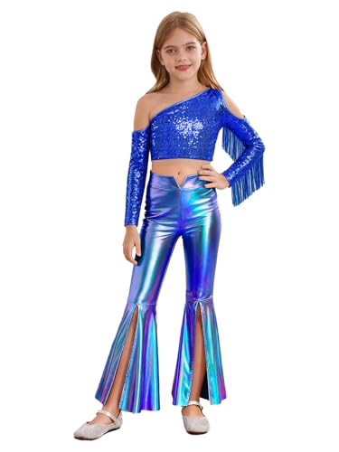 Traje brillante de baile de alta resistencia para niñas con acabado metalizado premium de 5 a 16 años
