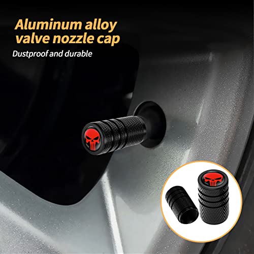 Ajxn Pack-4 Skull Tire Valve Stem Caps, Universal Car Wheel Tire Air Valve Cap, Stainless Steel Tire Air Valve Caps Fits Cars Trucks Motorcycles Suvs And Bikes, Car Accessories And Decorations (Red) #TOP2