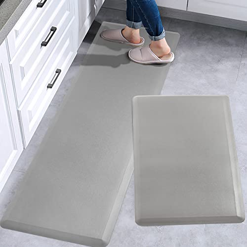 Zvv Kitchen Mats Cushioned Anti-Fatigue Floor Mat Waterproof [2 Pcs] Kitchen Mats And Rugs Heavy Duty Pvc Ergonomic Comfort Standing Foam Mat For Kitchen, Floor Home, Office, Sink, Laundry, Gray #TOP7